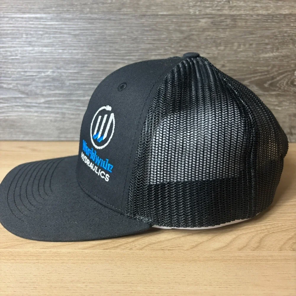 Worldwide Hydraulics Hat Cap Snap Back Black Trucker Adjustable